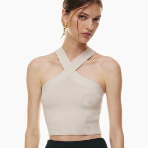 Aritizia Babaton Sculpt Knit Criss Cross Cropped Tank - Matte Pearl Size M